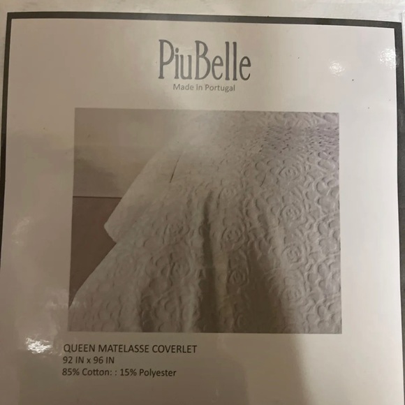 PIU BELLE PiuBelle White MATELASSE Coverlet QUEEN 92''x96'' Made In Portugal NWT - Picture 4 of 6